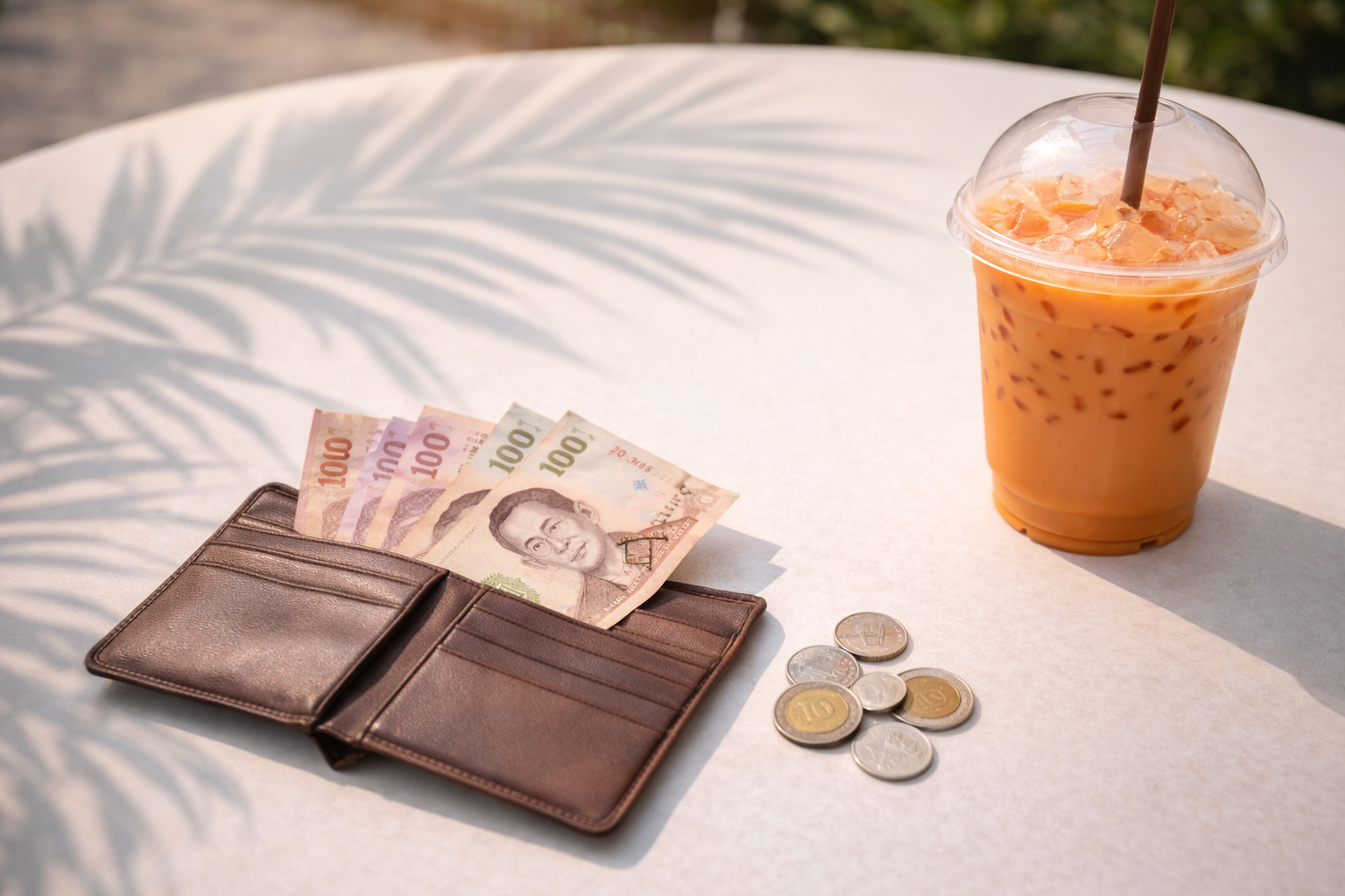 Wallet baht cafe table tropical